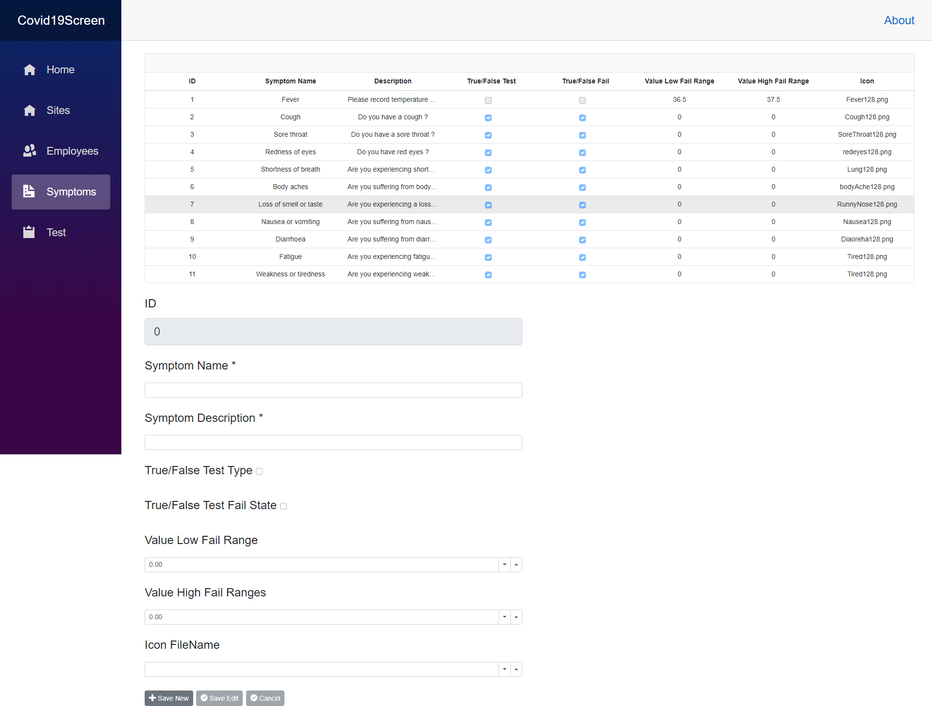 Configure Symptoms